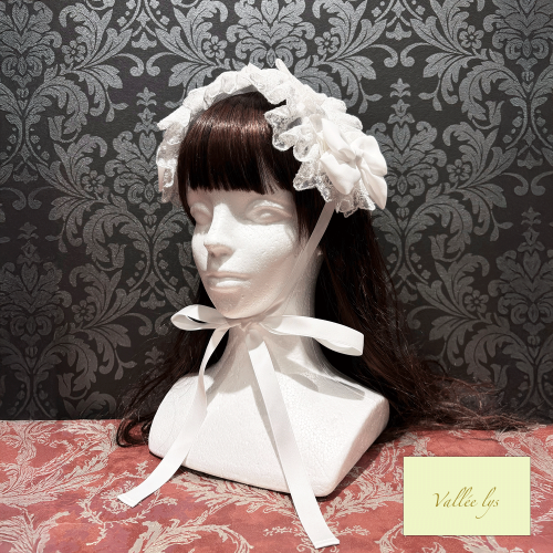 【Vallée lys】ヴァレリス Lace Enchantment Headdress White/Ivory/Wine/Purple/Navy/新色Green/Black×White/Black