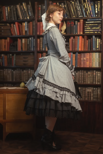 【Victorian maiden】빅토리안 메이든★예약 접수 중★ 에콜 데 펠리스 클래식 돌 롱 드레스 브라운 체크 /Black체크(노멀 사이즈/플러스 사이즈)