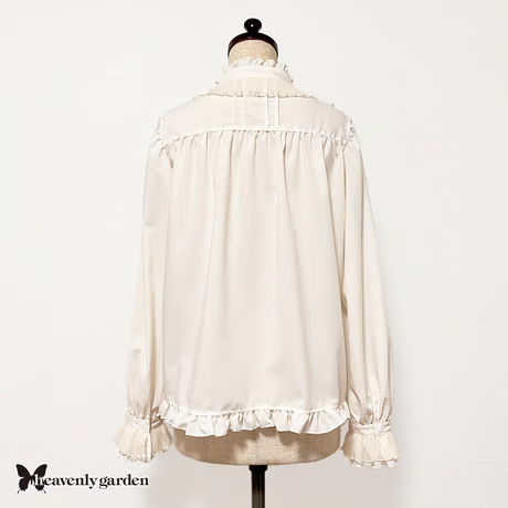 【heavenly garden 】ヘヴンリィ ガーデン プリーツスタンドカラーブラウス・生成り