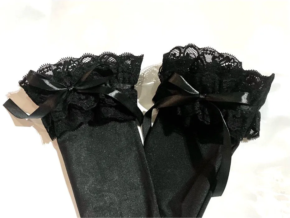 【MARBLE】マーブル ロンググローブ:黒サテン