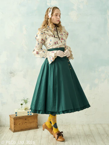 【Victorian maiden】ヴィクトリアンメイデン Paddington™ ラッフルフリルブラウス ホワイト/ベージュ