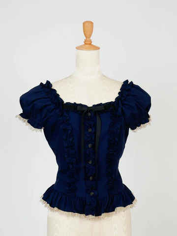 【Victorian maiden】ヴィクトリアンメイデン ★ご予約受付中★ vintageレースプリントスリーブフリルビスチェ