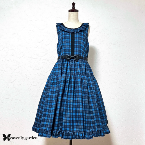 【heavenly garden 】ヘヴンリィ ガーデン タータンチェックジャンパースカート・ブルー