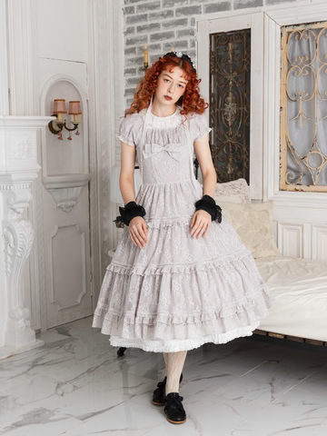 【Victorian maiden】ヴィクトリアンメイデン レーシーブーケティアードドレス アイボリー/グレージュ/ペールブルー/ブラック ★受注期間11月24日まで★