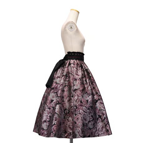 【Sheglit】シェグリット "Del Fiore"ジャガードスカート ボルドー/ブラウン/ブラック