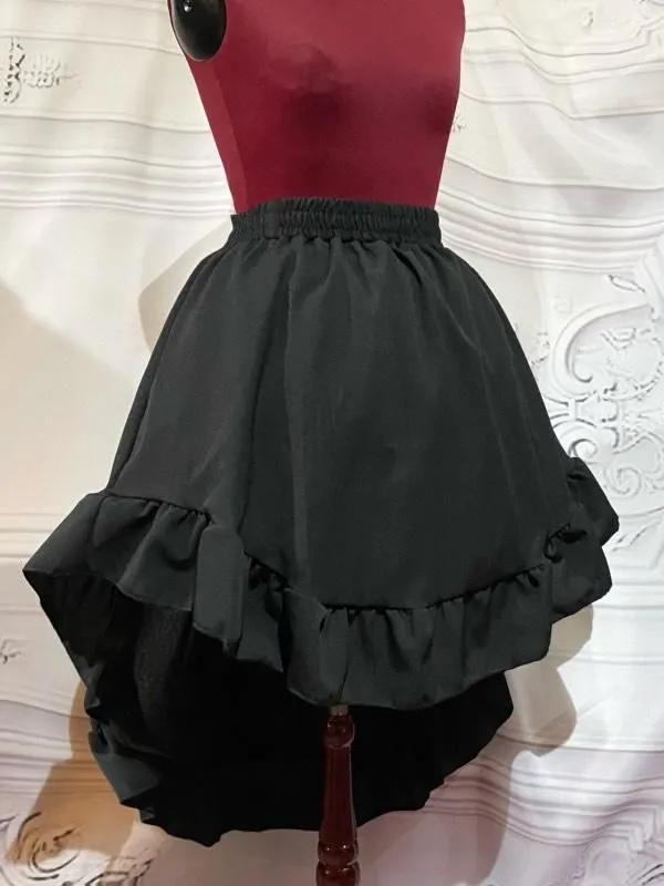 【MARBLE】マーブル 前ミニ後ひざ下スカート:黒◆M~LLサイズ◆