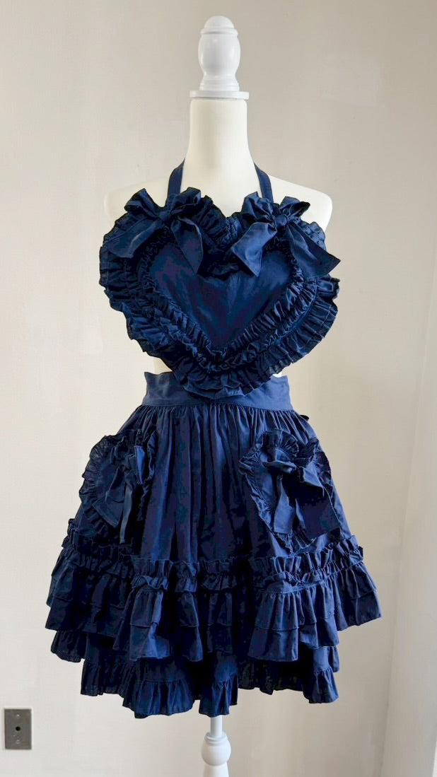 【Physical Drop】フィジカルドロップ ハートエプロン+スカートセット【紺】