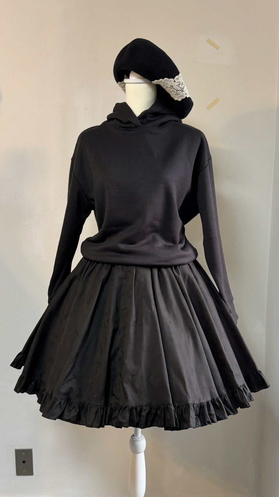 【Physical Drop】フィジカルドロップ ハートエプロン+スカートセット【黒】