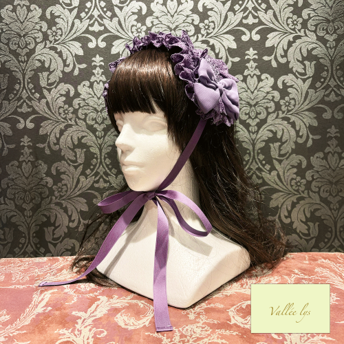 【Vallée lys】ヴァレリス Lace Enchantment Headdress White/Ivory/Wine/Purple/Navy/新色Green/Black×White/Black