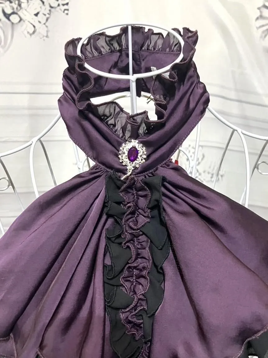 【MARBLE】マーブル ゴシック調ボリュームドレープタイ:紫×黒