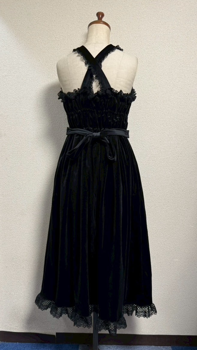 【Physical Drop】フィジカルドロップ 王冠刺繍別珍ジャンパースカート【黒】