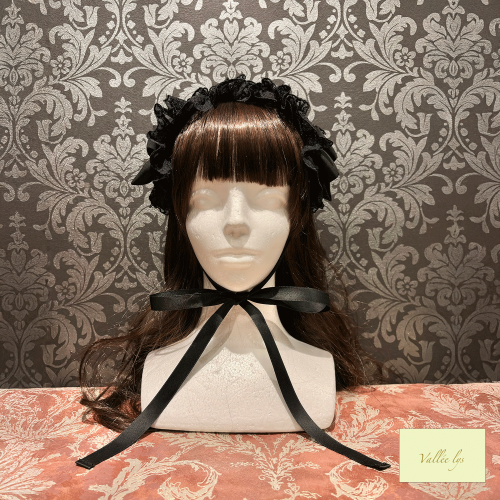 【Vallée lys】ヴァレリス Lace Enchantment Headdress White/Ivory/Wine/Purple/Navy/新色Green/Black×White/Black