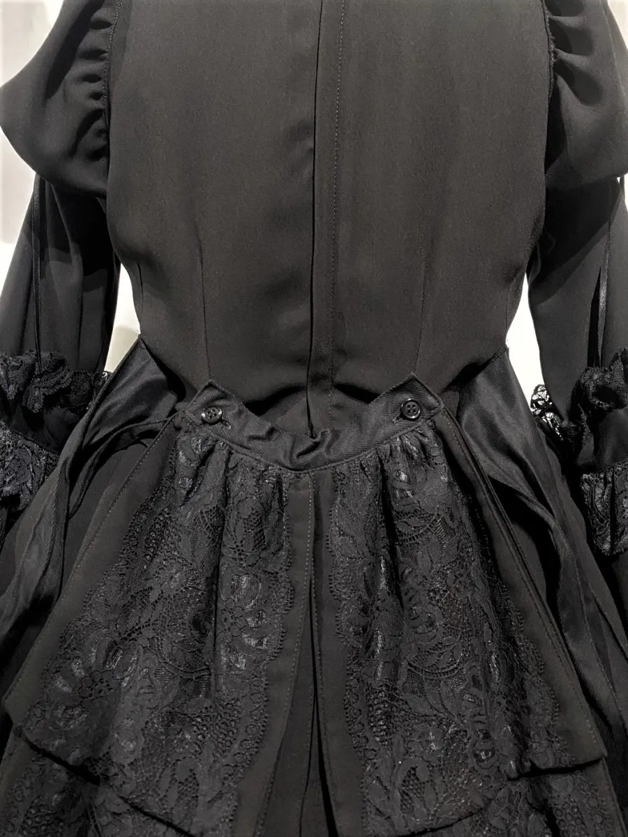 【MARBLE】マーブル チョーカーバッスルリボン付きヴィクトリアン調ワンピース:黒
