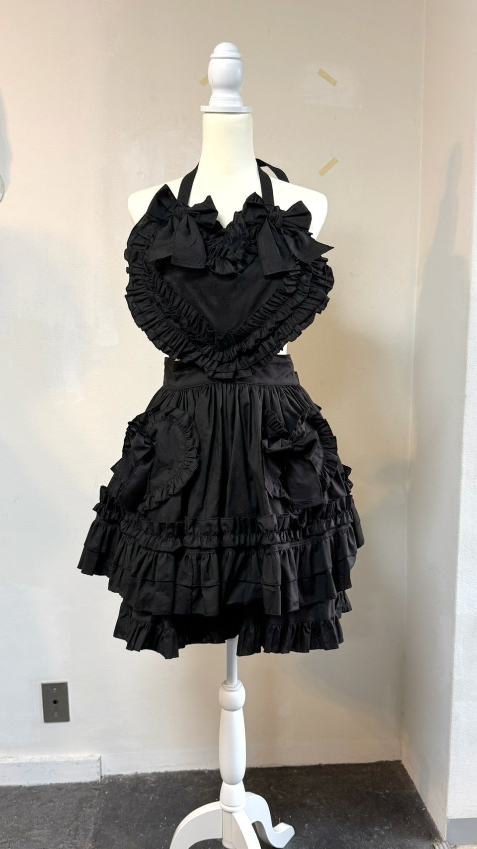 【Physical Drop】フィジカルドロップ ハートエプロン+スカートセット【黒】