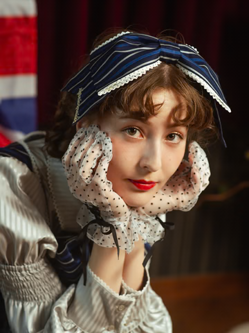【Victorian maiden】ヴィクトリアンメイデン ★ご予約受付中★ Thick英国レジメンタルリボンヘッドドレス ボルドー/ネイビー/ブラック
