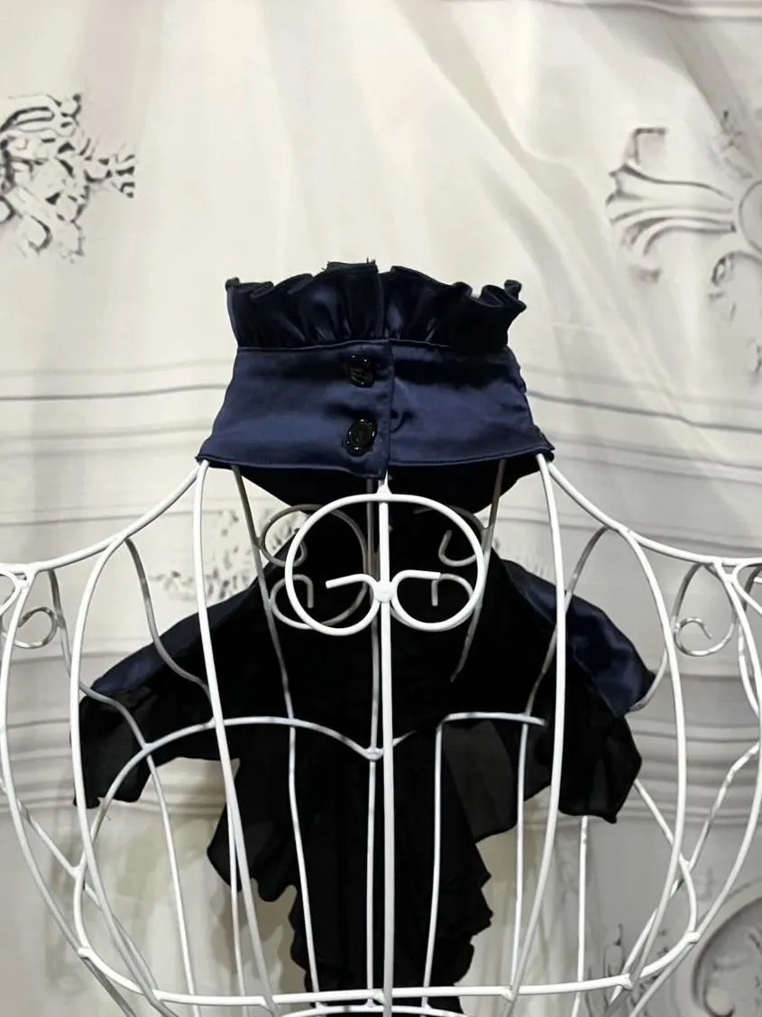 【MARBLE】マーブル ゴシック調ボリュームドレープタイ:青×黒