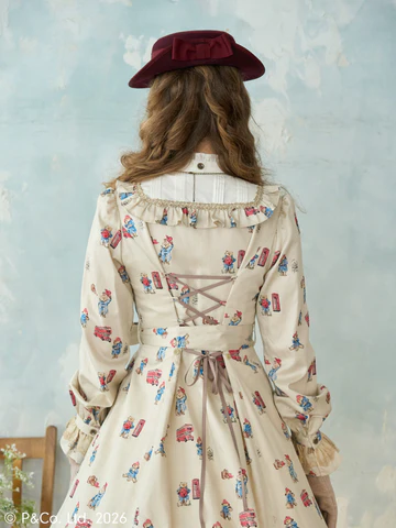 【Victorian maiden】ヴィクトリアンメイデン Paddington™ クラシカルドールロングドレス(プラスサイズ)ホワイト/ベージュ