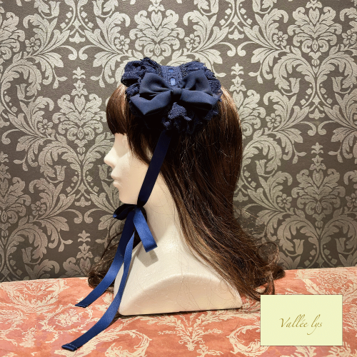 【Vallée lys】ヴァレリス Lace Enchantment Headdress White/Ivory/Wine/Purple/Navy/新色Green/Black×White/Black