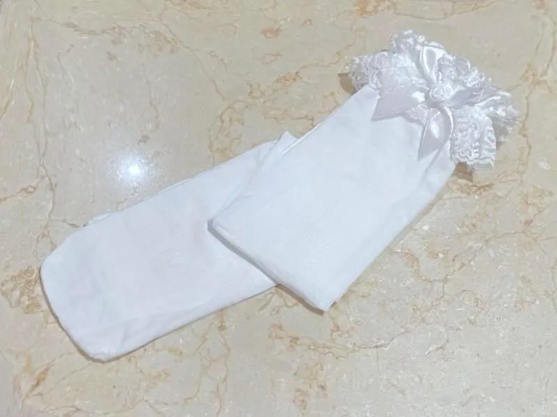 【MARBLE】大理石玫瑰及膝长袜:白×白蕾丝/黑×黑蕾丝