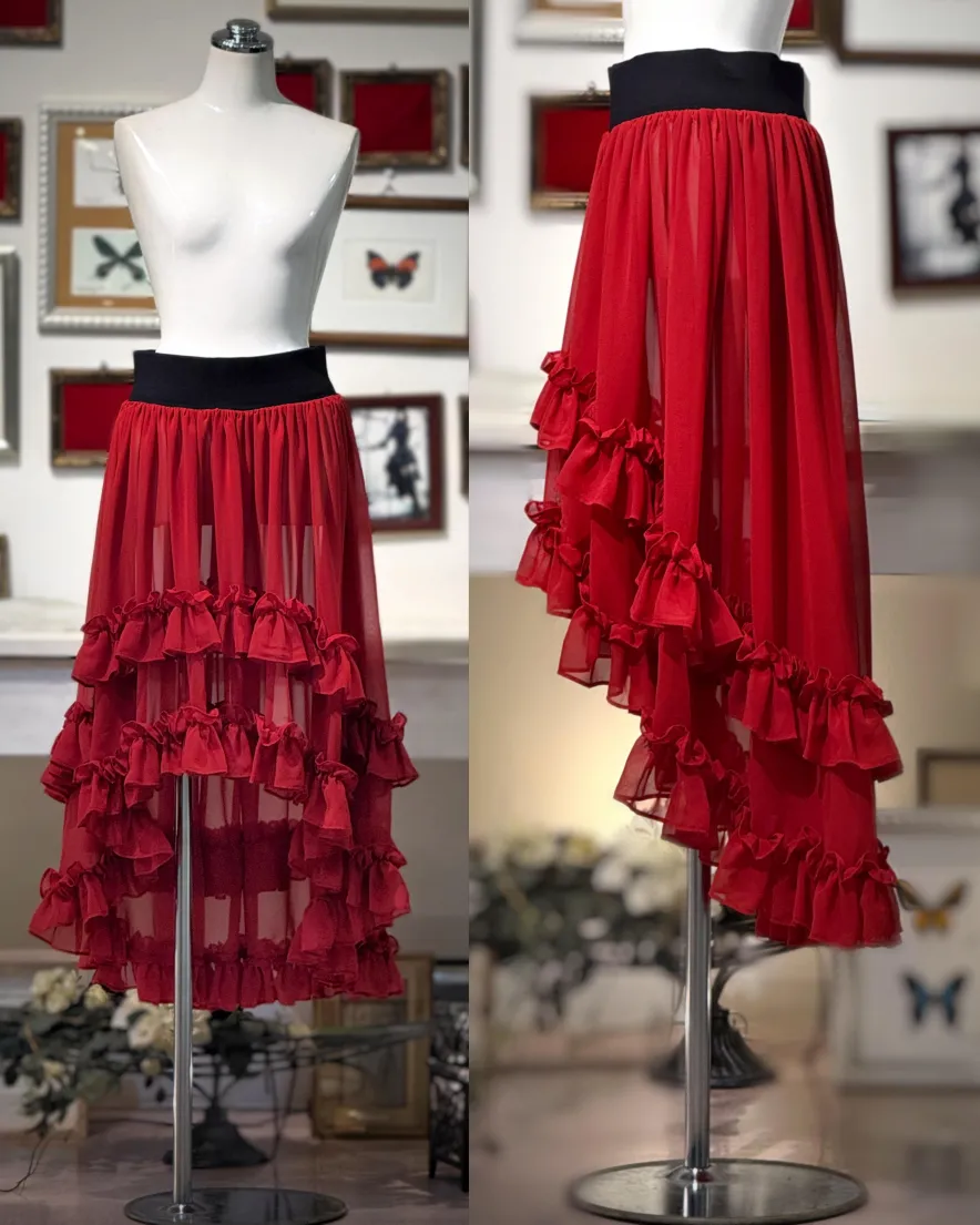 【Na+H】エヌエープラスエイチ mirrorシフォンスカート(赤)