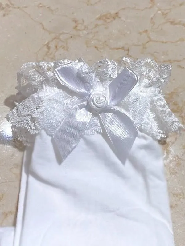 【MARBLE】大理石玫瑰及膝长袜:白×白蕾丝/黑×黑蕾丝