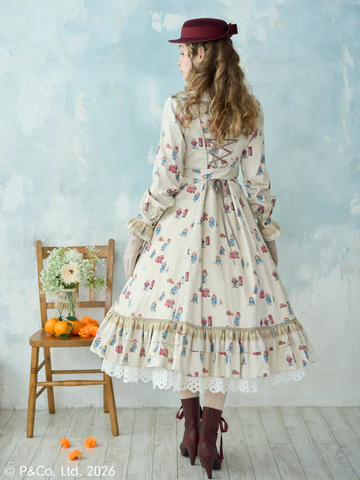 【Victorian maiden】ヴィクトリアンメイデン Paddington™ クラシカルドールロングドレス(プラスサイズ)ホワイト/ベージュ