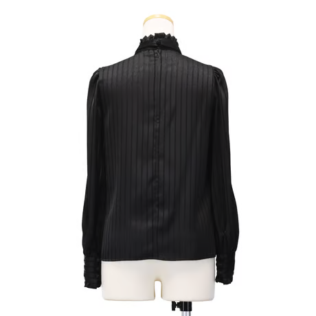 【Sheglit】シェグリット ストライプJQギャザーブラウス ホワイト/ボルドー/ベージュ/ブラック