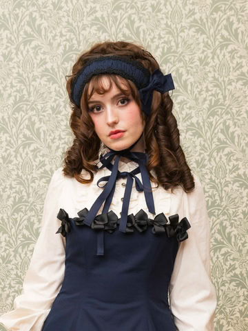 【Victorian maiden】ヴィクトリアンメイデン ★ご予約受付中★ vintageレースプリントサテンメニーリボンドールドレス