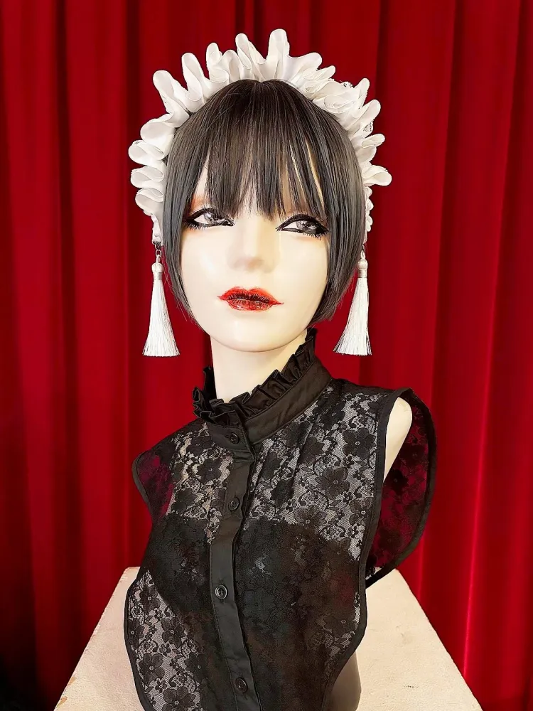 【Estrellas】エストレージャス アジアンゴシックタッセルカチューシャ/白×白★ウィンターセール2月23日まで★