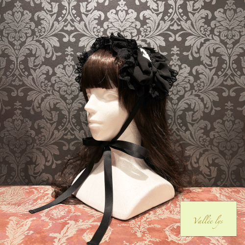 【Vallée lys】ヴァレリス Lace Enchantment Headdress White/Ivory/Wine/Purple/Navy/新色Green/Black×White/Black
