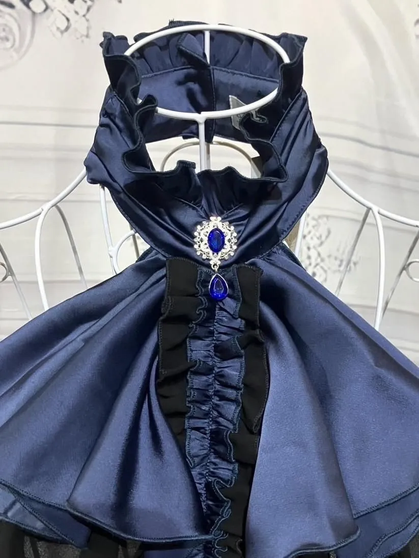 【MARBLE】マーブル ゴシック調ボリュームドレープタイ:青×黒