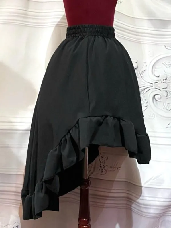 【MARBLE】マーブル 前ミニ後ひざ下スカート:黒◆M~LLサイズ◆