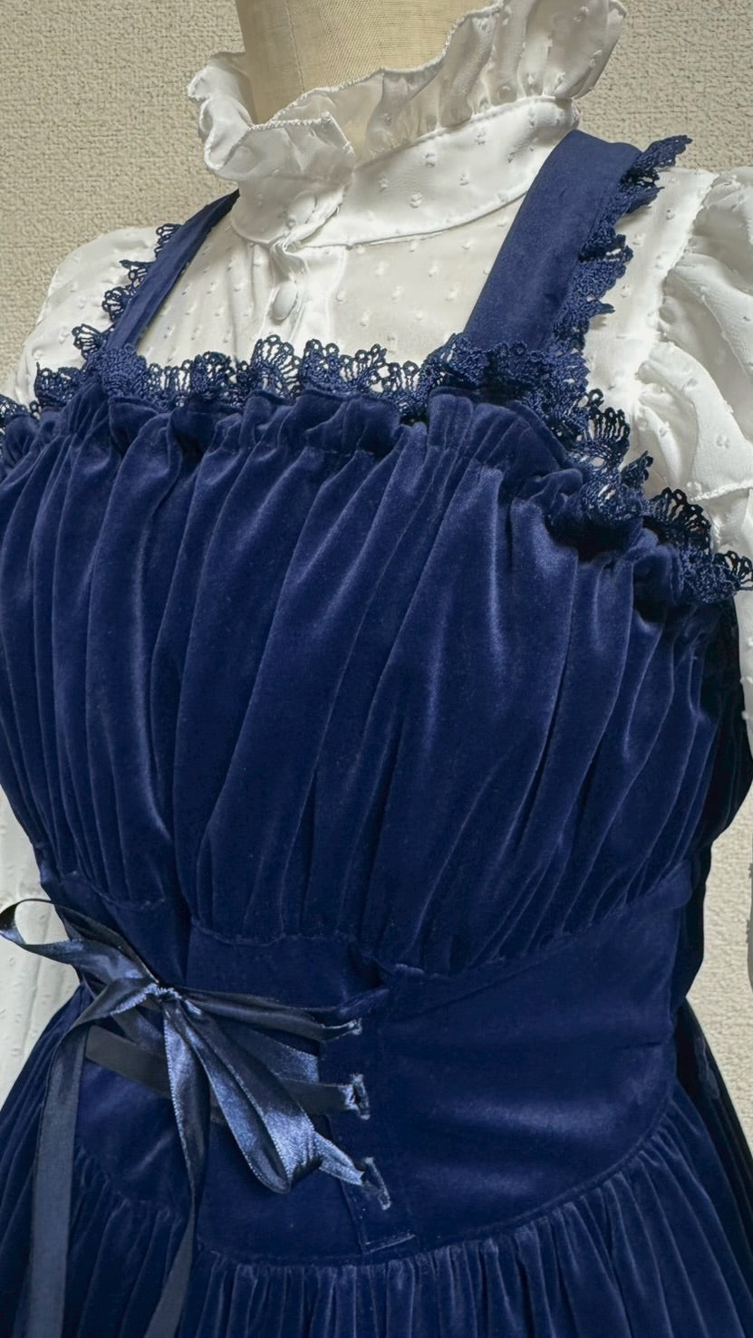 【Physical Drop】フィジカルドロップ 王冠刺繍別珍ジャンパースカート【紺】