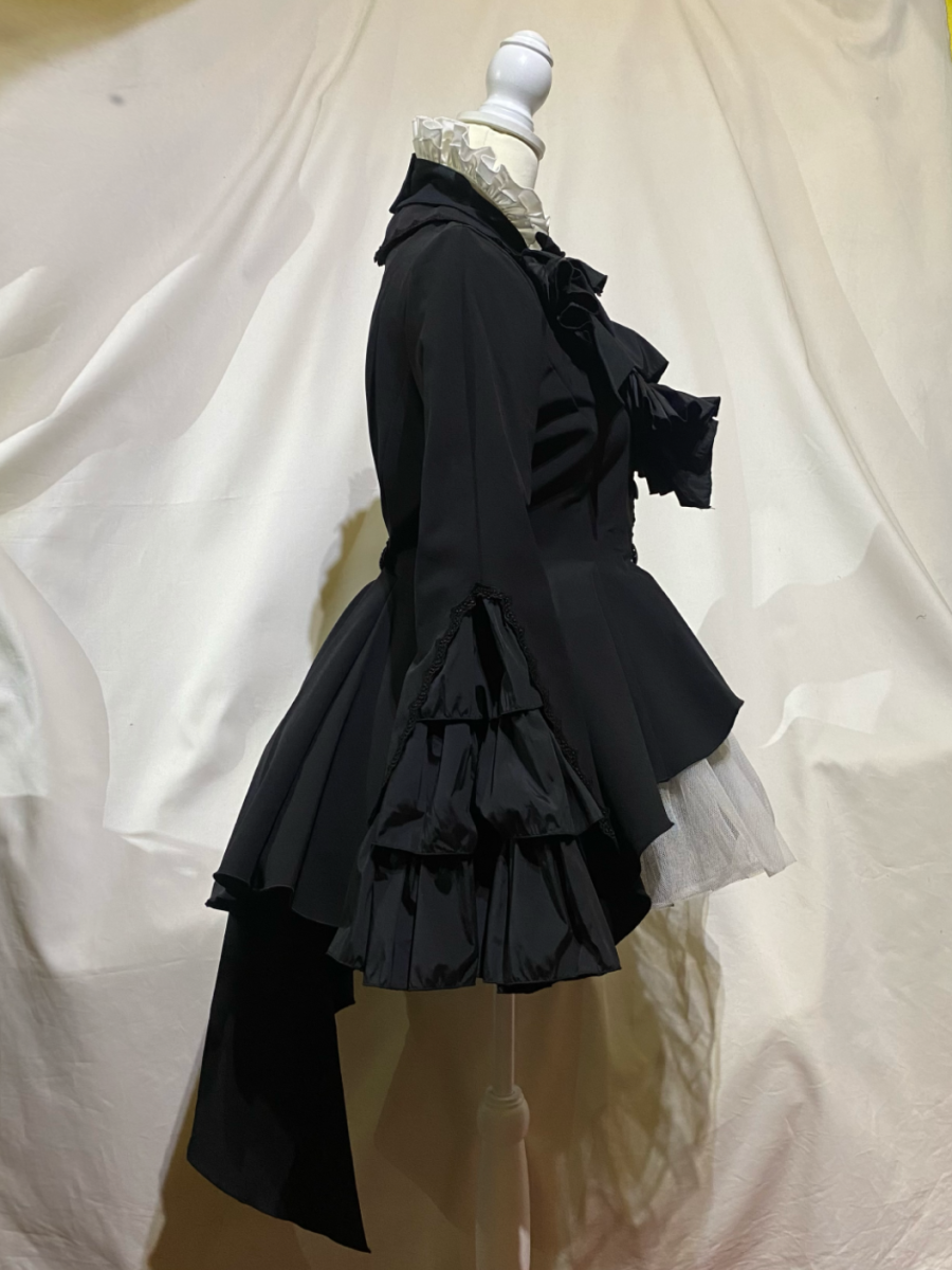 【MARBLE】マーブル ボリュームタイ付きブラウス付き風ジャケット:黒白◆L~LLサイズ◆