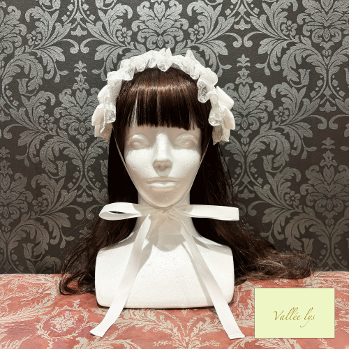 【Vallée lys】ヴァレリス Lace Enchantment Headdress White/Ivory/Wine/Purple/Navy/新色Green/Black×White/Black