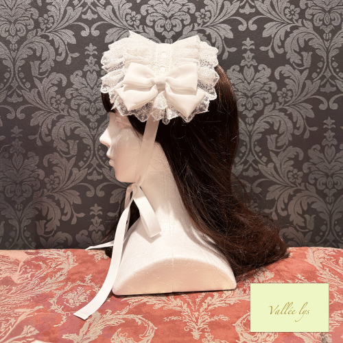 【Vallée lys】ヴァレリス Lace Enchantment Headdress White/Ivory/Wine/Purple/Navy/新色Green/Black×White/Black