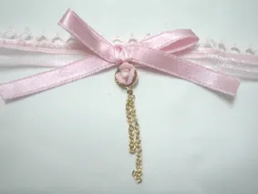 【MARBLE】マーブル アンティークローズモチーフチョーカー:ピンクレース×ピンクローズ