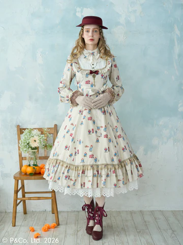 【Victorian maiden】ヴィクトリアンメイデン Paddington™ クラシカルドールロングドレス(プラスサイズ)ホワイト/ベージュ