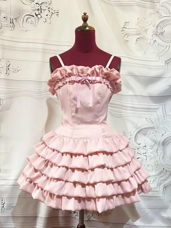MARBLE】マーブル ティアードフリルワンピース：ピンク｜ATELIER