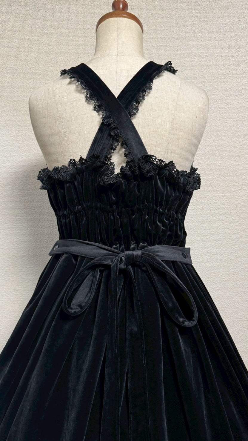 【Physical Drop】フィジカルドロップ 王冠刺繍別珍ジャンパースカート【黒】