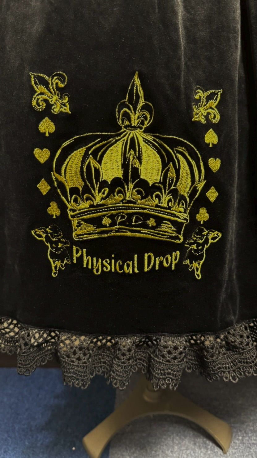 【Physical Drop】フィジカルドロップ 王冠刺繍別珍ジャンパースカート【黒】