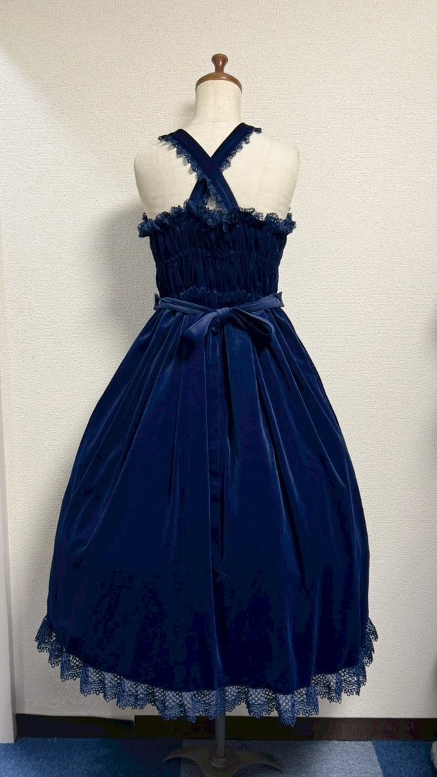 【Physical Drop】フィジカルドロップ 王冠刺繍別珍ジャンパースカート【紺】