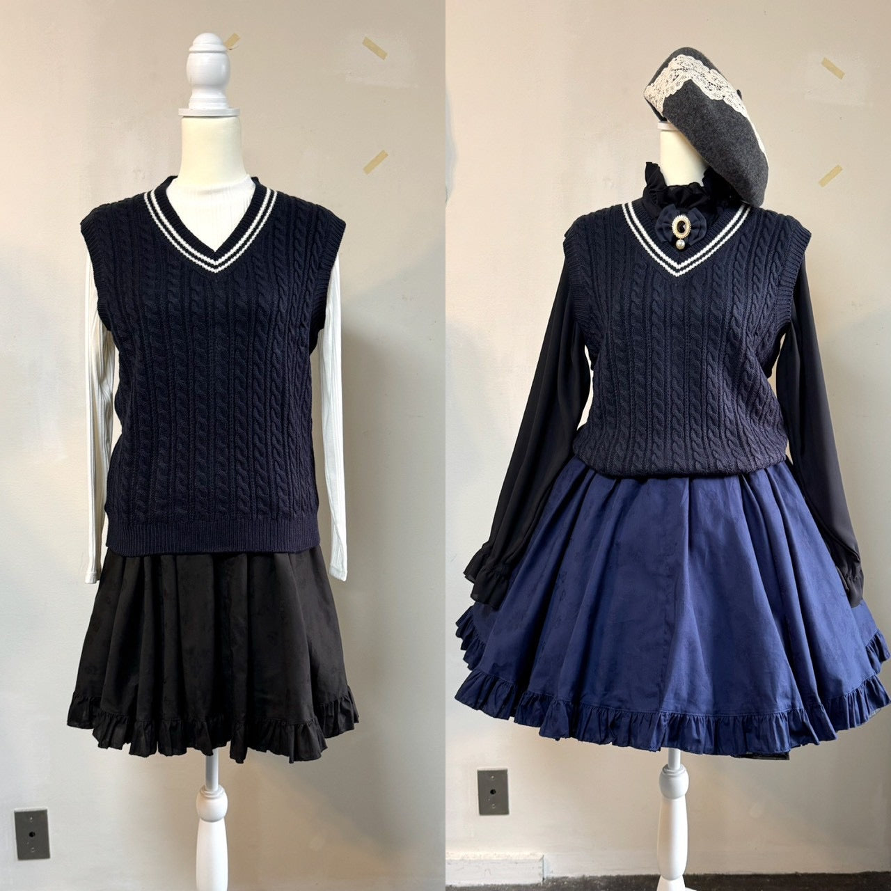 【Physical Drop】フィジカルドロップ ハートエプロン+スカートセット【紺】