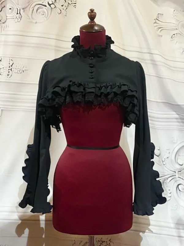 【MARBLE】マーブル 姫袖用ショート丈モダンジャケット:黒×黒レース