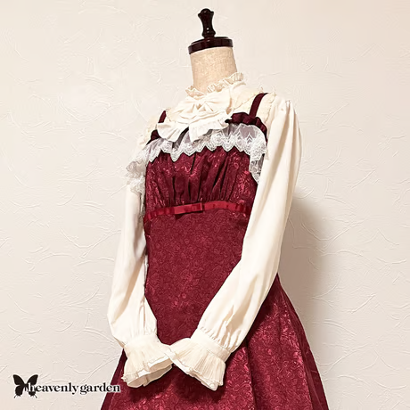 【heavenly garden 】ヘヴンリィ ガーデン プリーツスタンドカラーブラウス・生成り