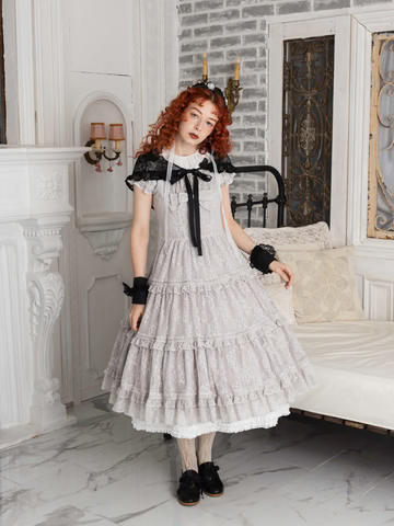 【Victorian maiden】ヴィクトリアンメイデン レーシーブーケティアードドレス アイボリー/グレージュ/ペールブルー/ブラック ★受注期間11月24日まで★