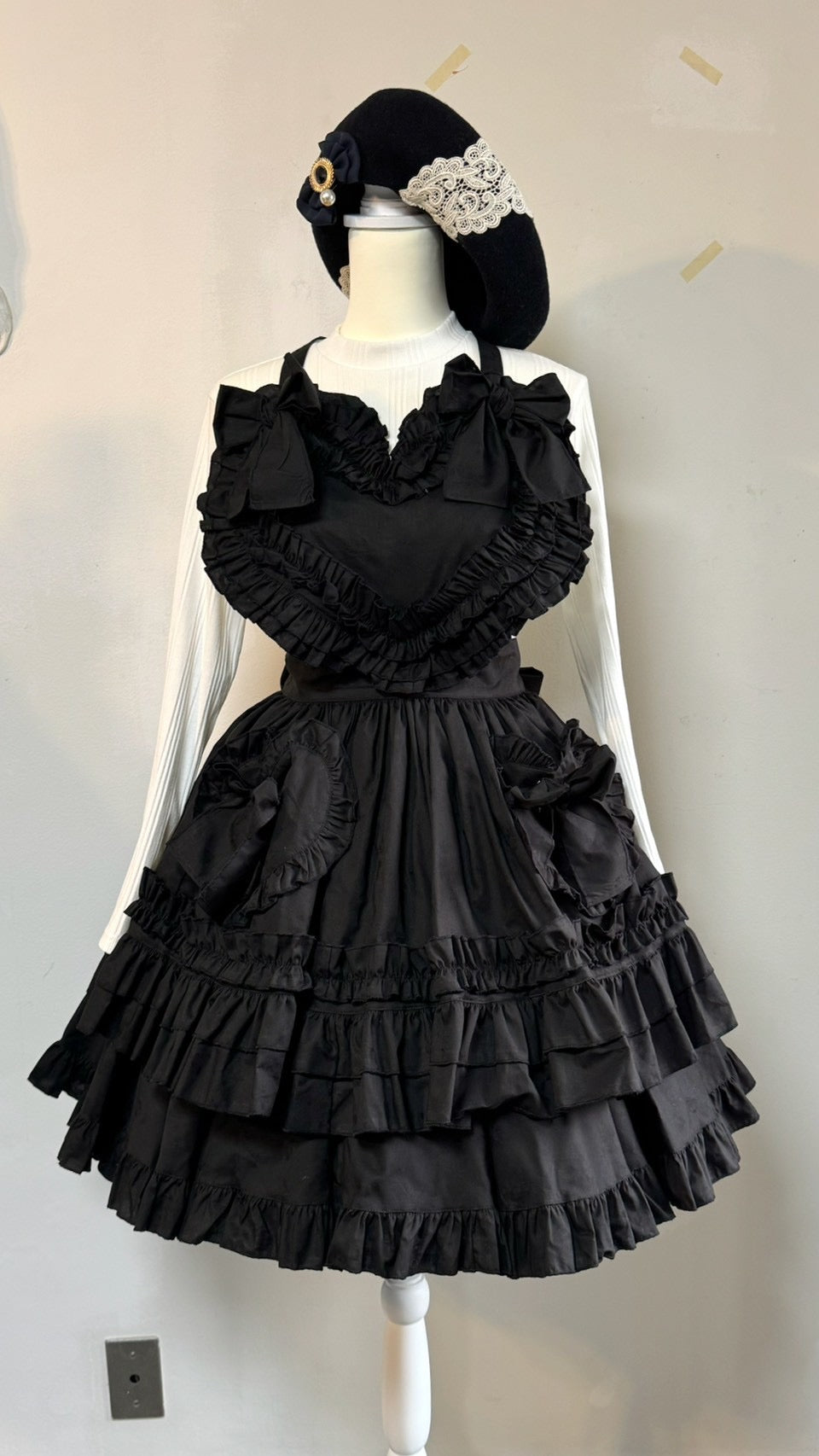 【Physical Drop】フィジカルドロップ ハートエプロン+スカートセット【黒】