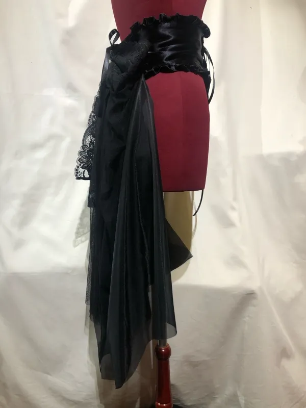 【MARBLE】マーブル バッスルベルト付き編み上げコルセット型ベルト:黒