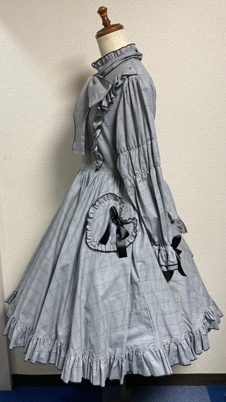 【Physical Drop】フィジカルドロップ ハートポケットサーキュラーワンピース【グレンチェック】