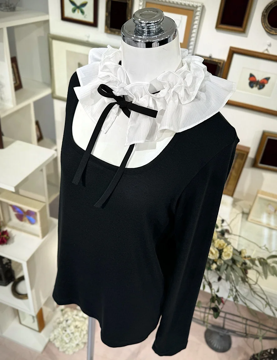 【Na+H】エヌエープラスエイチ Preカットソー(黒×白)